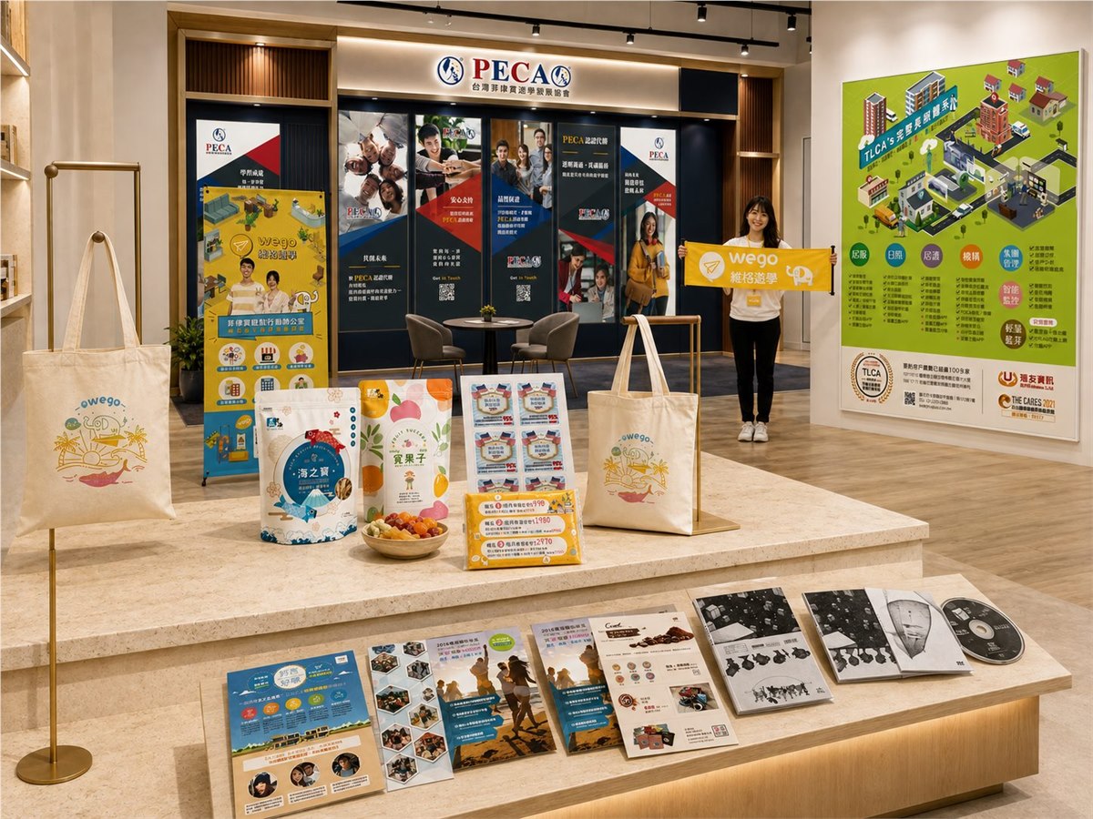 高質感印刷設計展廳，品牌視覺與多款印刷成品的整體展示